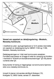 Varsel om oppstart av detaljregulering - Meskelv