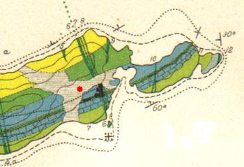 Geologisk kart over Bleikøya. Tegnet av W. C. Brøgger i 1884