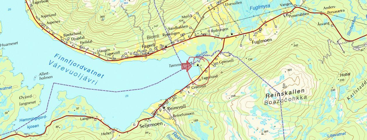 Kartutsnitt Finnfjordvannet