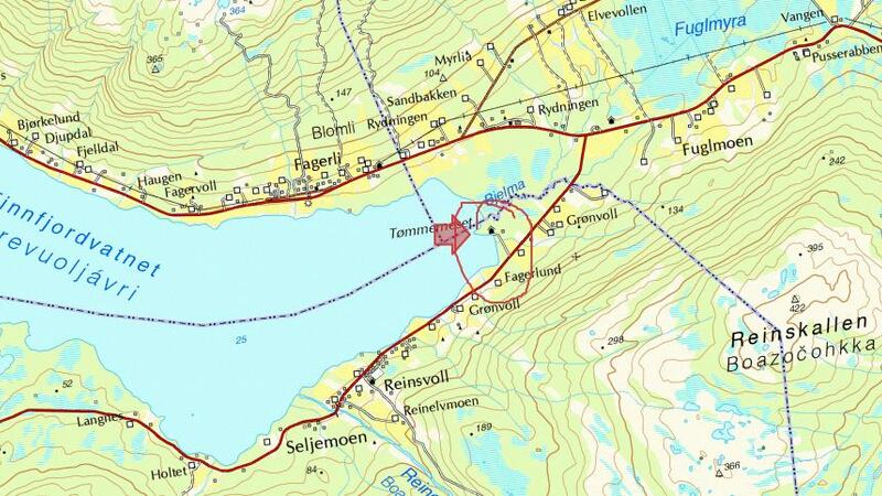 Kartutsnitt Finnfjordvannet