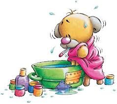 Bamse som er syk med termometer i munnen Bamse som er syk med termometer i munnen