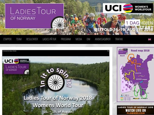 Ladies tour printscreen nettside