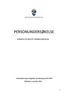 Personundersøkelse - forside til håndbok