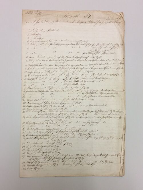 Arkivliste frå 1848 funne i arkivet etter Etne formannskap