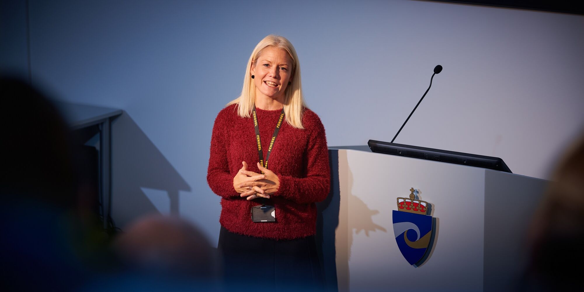 Foreleser i auditoriet. Illustrasjonsbilde.