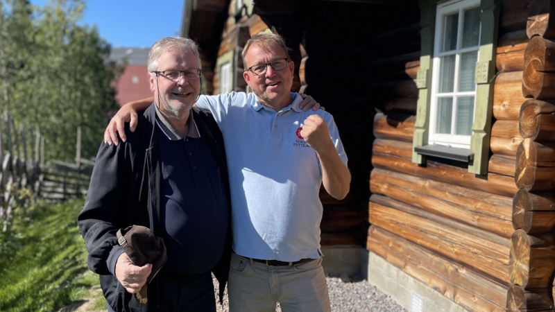 Trond Hagen (tv) og Audun Bringsvor er enige om at tida er inne for å slå de to hytteeierorganisasjonene sammen. Foto: Erik Helli/NHF