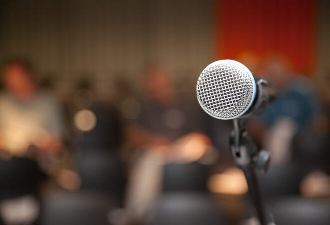 microphone at lectern