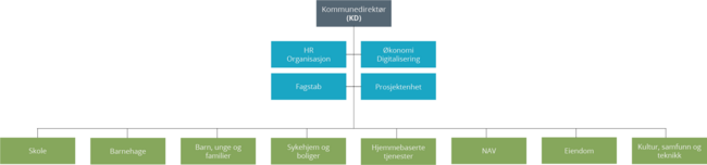 Visuell modell av den administrative organiseringen av Ås kommune