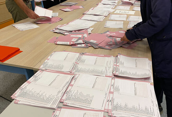Opptelling av stemmesedler ved valget