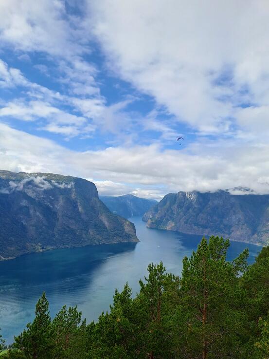 Aurlandsfjorden, ut mot sognefjorden, paraglider