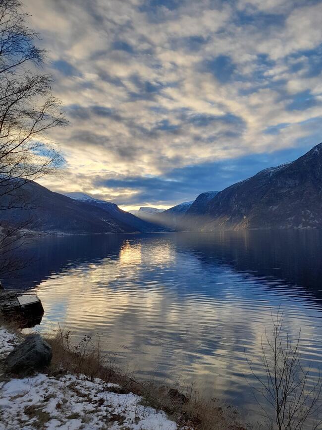 Fjorden mot Flåm, vinterlys