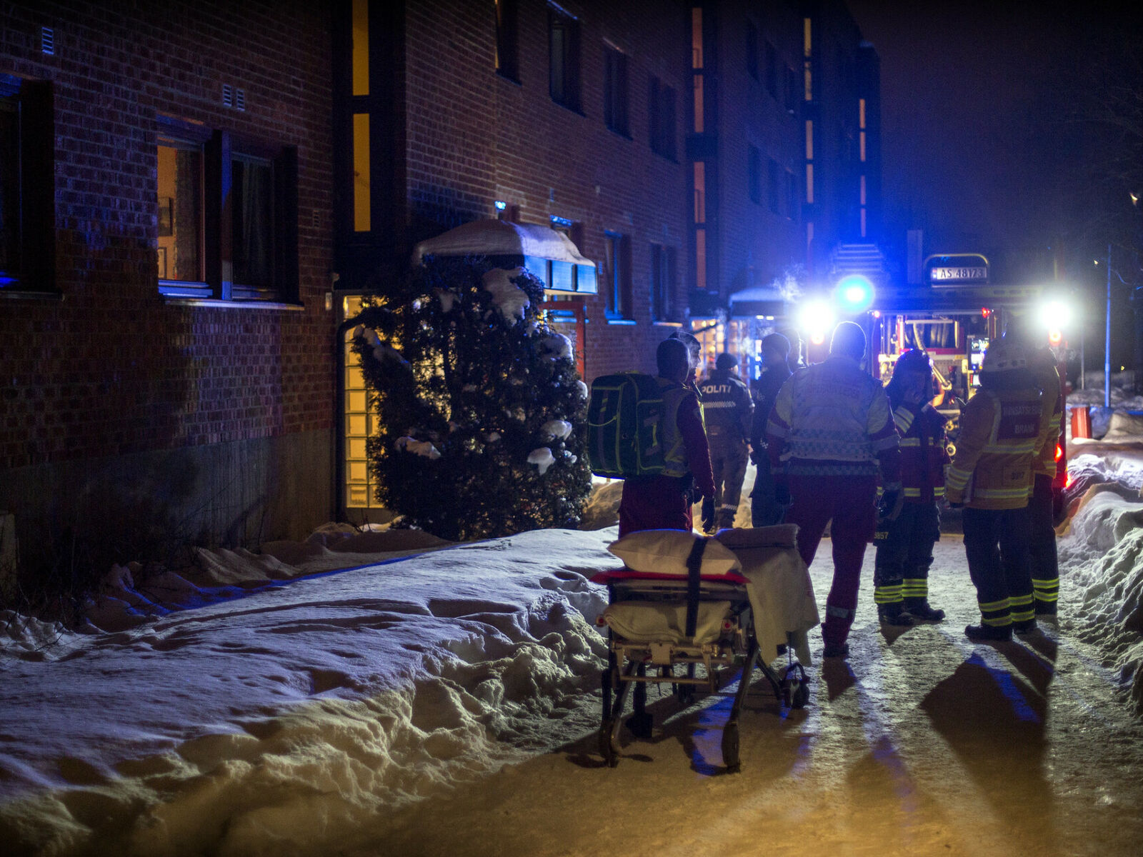 Fra brannen i Stjernemyrveien på Haugerud i februar 2018, der en eldre kvinne omkom. Foto: Lars Magne Hovtun/OBRE