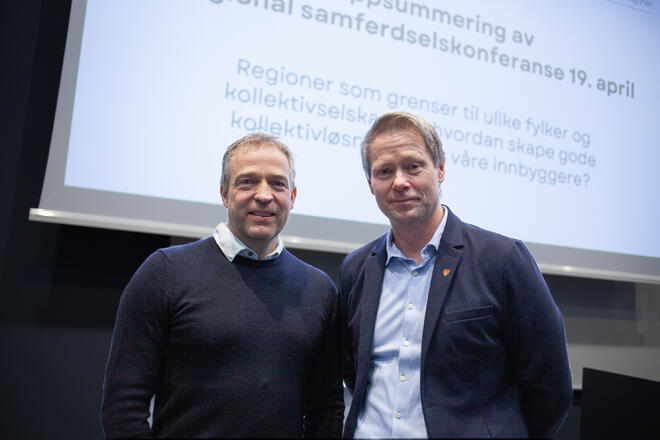 Ordførerne Morten Lafton fra Jevnaker (til venstre) og Harald Tyrdal fra Lunner leder hvert sitt regionråd. Foto og tekst: Jevnaker kommune