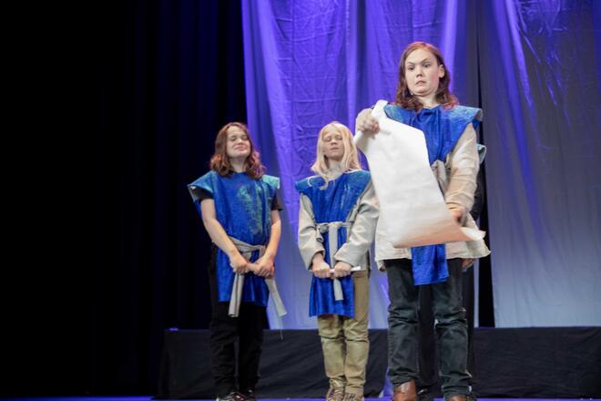 Fotografi av teaterelever ved kulturskolen i Ås.