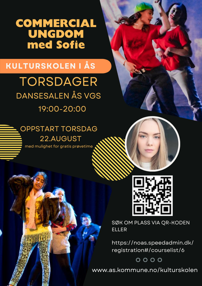 Plakat for dansetilbudet på kulturskolen i Ås.