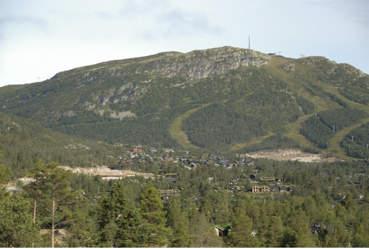 Fra Otrosåsen hyttefelt mot Hovden med Storenos, Hovden skisenter og hyttefelt i Dyregrendi. Foto: Anders Lyngstad, NINA