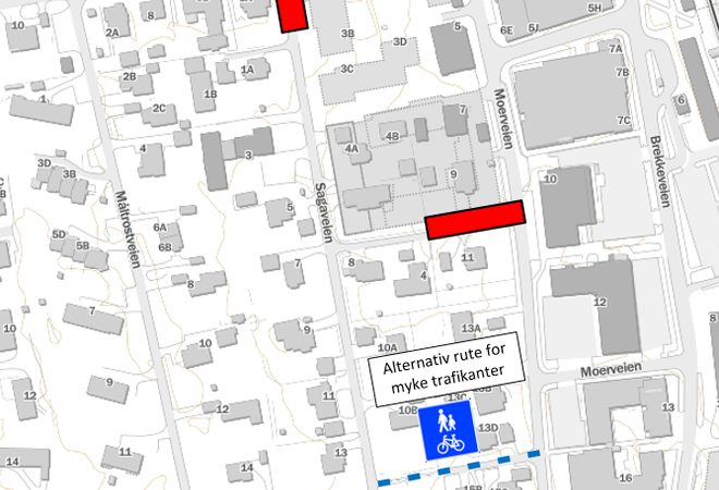 Alternativ trasé for myke trafikanter når Tverrveien stenges fra 27. september