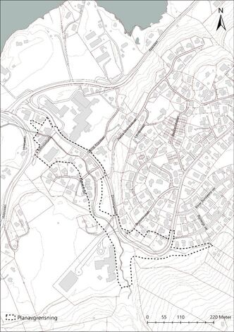 Kartet viser planavgrensning for detaljregulering for Kleivbekken.