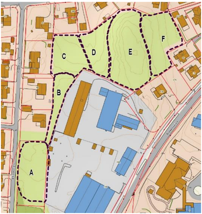 Kart som viser områdeinndelingen i Sagaskogen