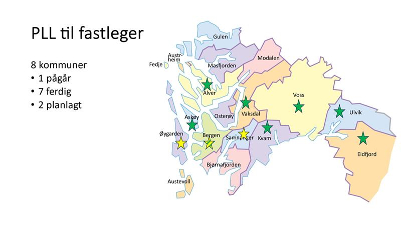 Kart som viser utbredelse av PLL i Vestland
