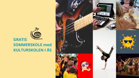 Kollage med bilder fra kursene og grafikk