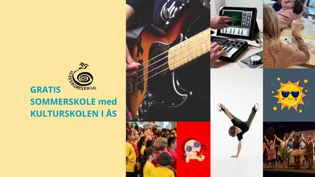 Kollage med bilder fra kursene og grafikk