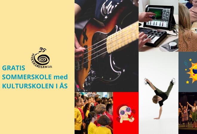 Kollage med bilder fra kursene og grafikk