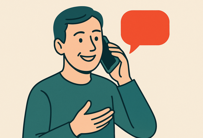 Illustrasjon en person snakker i mobiltelefon