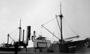 Foto: Ukjent/ Nordmørsmusea. Wilson Linier S/S Domino av Hull ved str. Kai. (moglegvis seinare modell).