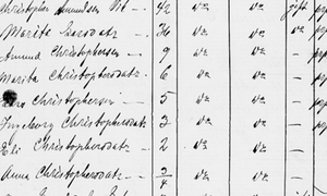 Fammilien Kristofferson i utvandringsprotokollane etter politiet i Bergen frå år 1881.