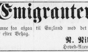 Bergens tidende, måndag 16. mai 1881. Dersom ein vel State Line kan ein velja mellom å ta det norske dampskipet Joh. Sverdrup eller det britisk eigde Wilson-Line-skipet Domino på strekninga Bergen-Hull via Stavanger.