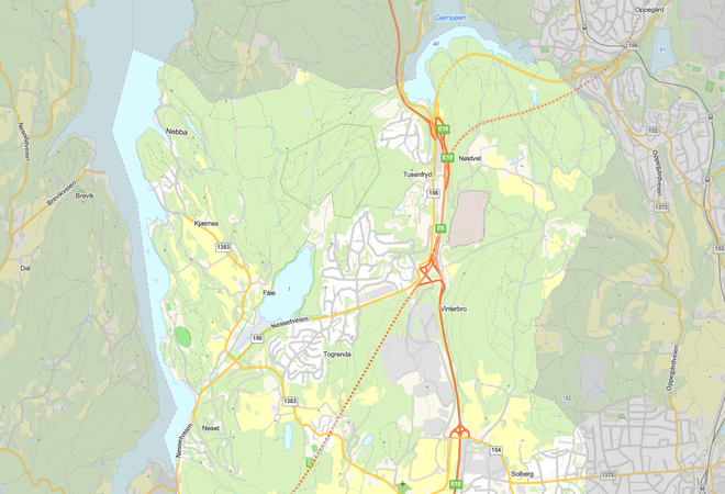Kartutsnitt som viser ca området