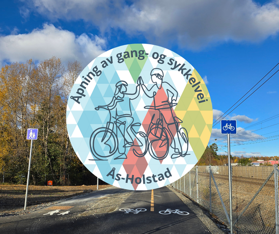 Illustrasjon med bilde av gang-og sykkelstien