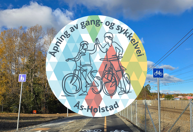 Illustrasjon med bilde av gang-og sykkelstien
