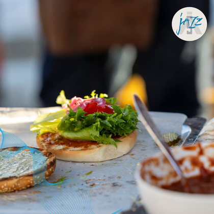 Foto av en hamburger