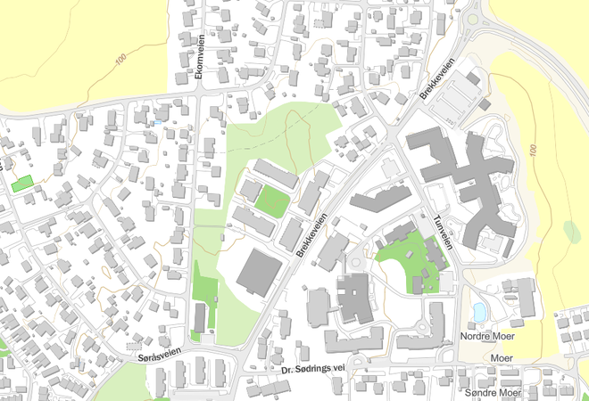 Kartutsnitt som viser området