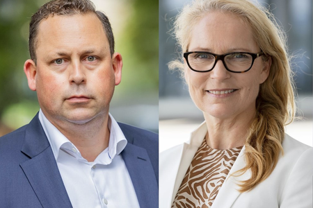 Sverre Bromander, president i Juristforbundet, Benedicte Gram-Knutsen, visepresident i Juristforbundet. Foto fra Juristforbundets hjemmeside.