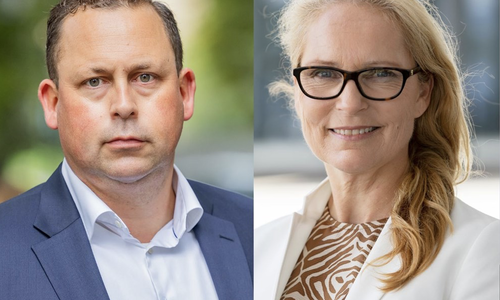 Sverre Bromander, president i Juristforbundet, Benedicte Gram-Knutsen, visepresident i Juristforbundet. Foto fra Juristforbundets hjemmeside.