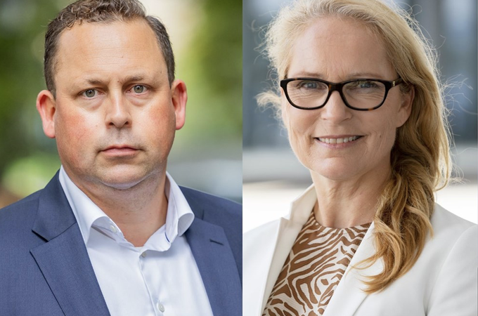 Sverre Bromander, president i Juristforbundet, Benedicte Gram-Knutsen, visepresident i Juristforbundet. Foto fra Juristforbundets hjemmeside.