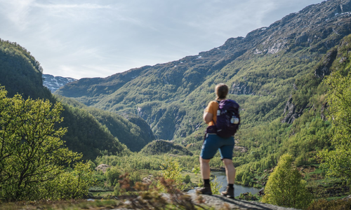 Aurlandsdalen er en av DNTs Historiske vandreruter. Dette er et samarbeid mellom DNT og Riksantikvaren, som gjør gamle ferdselsveier bedre kjent og mer brukt. Foto: Linn Holstad Hines