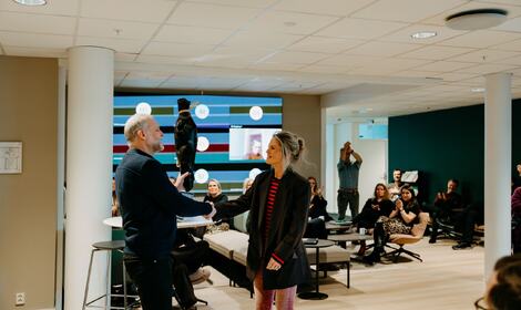 Bilde av Ingrid Lundeberg under markeringen av hennes professoropprykk