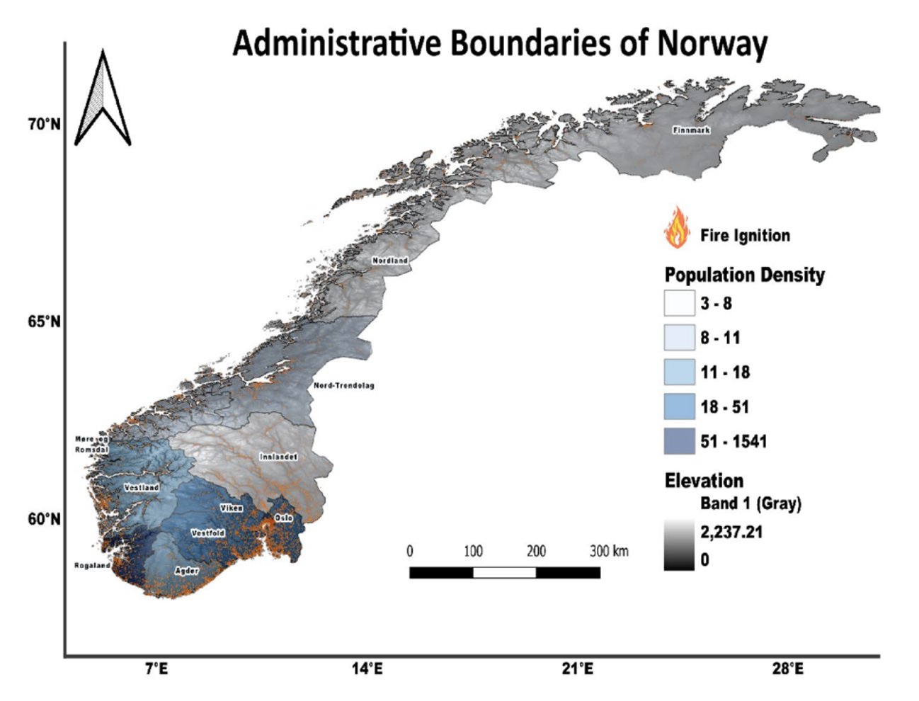 Figure 1 Wildfire distribution map (2016–2023)