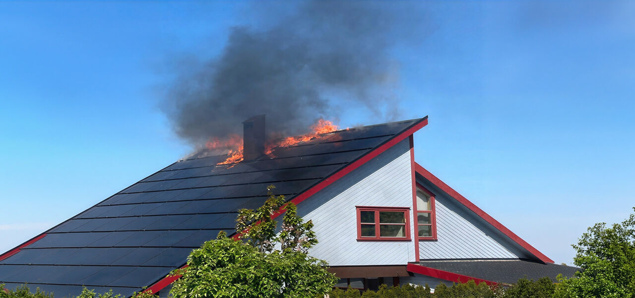 Brann i solceller på tak