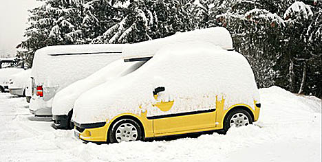 snowy cars